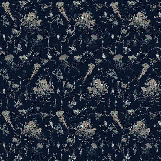 Jellyfish Wallpaper - Navy