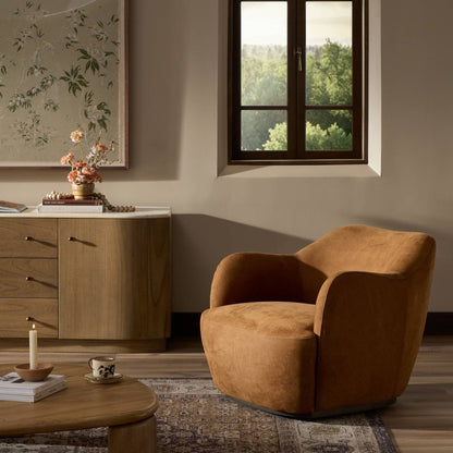 Julius Swivel Chair - Nubuck Cognac