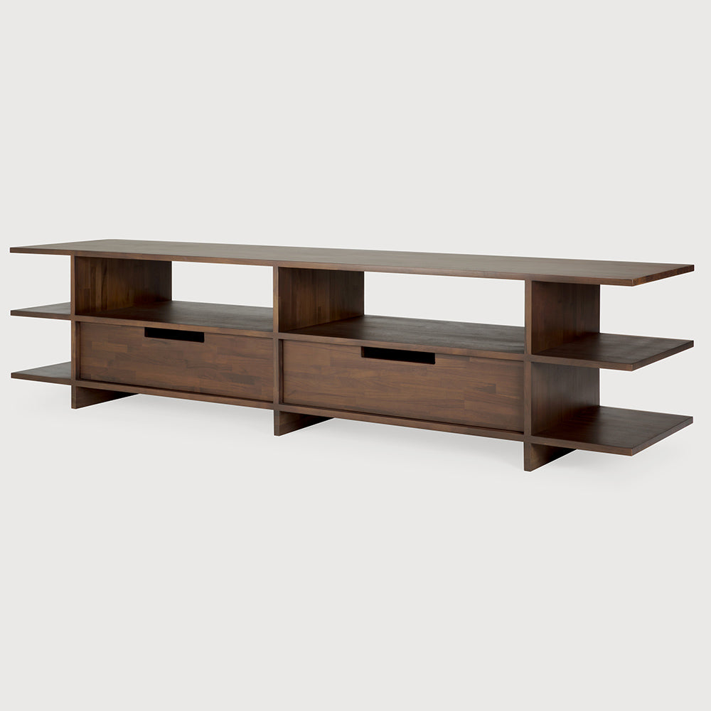 Kabuki TV Media Cabinet - Teak Brown