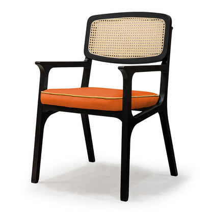 Karl Armchair - Seat Upholstered, Cane Back, Wood Frame
