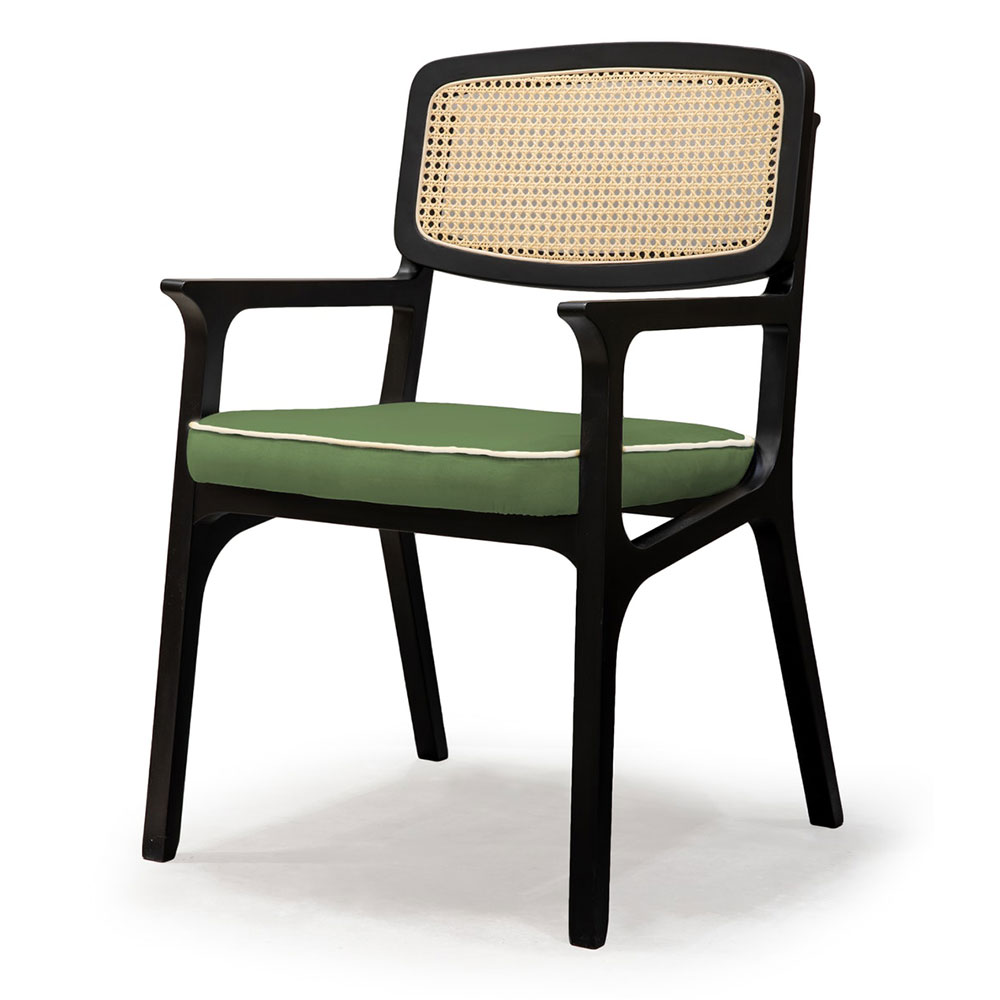 Karl Armchair - Seat Upholstered, Cane Back, Wood Frame