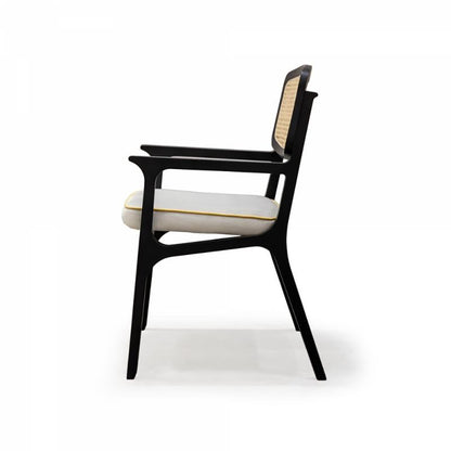 Karl Armchair - Seat Upholstered, Cane Back, Wood Frame
