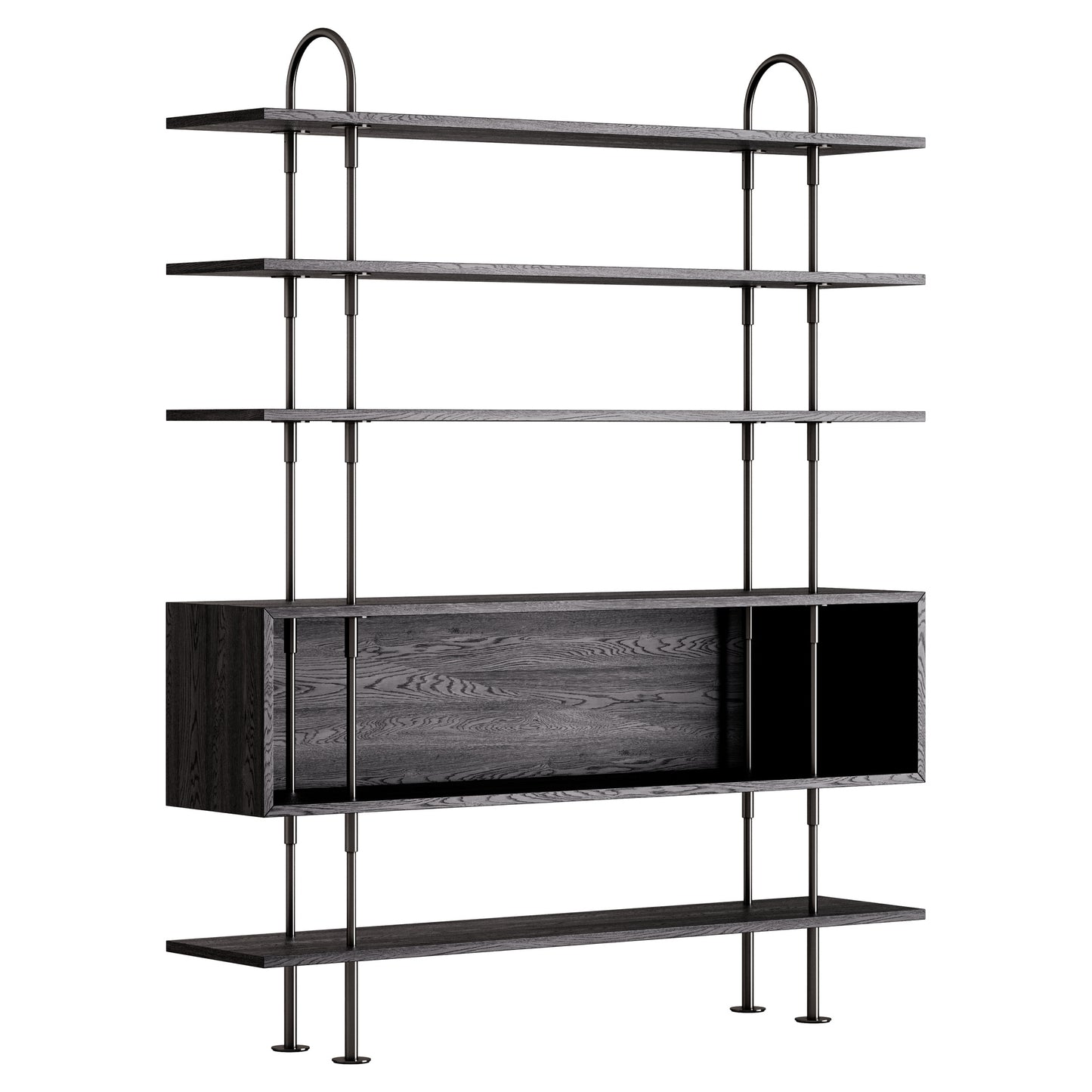 Keen Shelving System 2x4 With Box - 63", Brown Black Ash