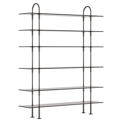 Keen Shelving System 2x6 - 63", Smoke Tempered Glass