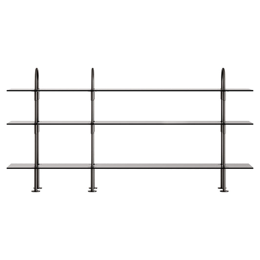 Keen Shelving System 3x3 - 81", Smoke Tempered Glass