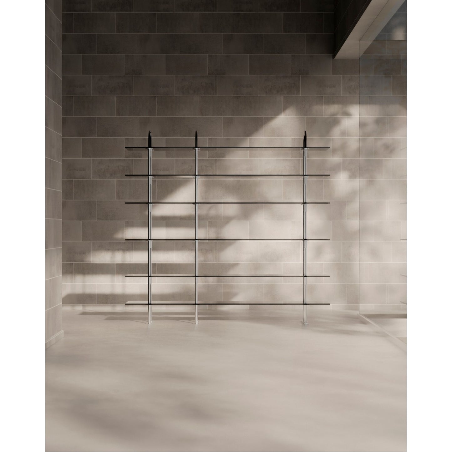 Keen Shelving System 3x6 - 81", Smoke Tempered Glass