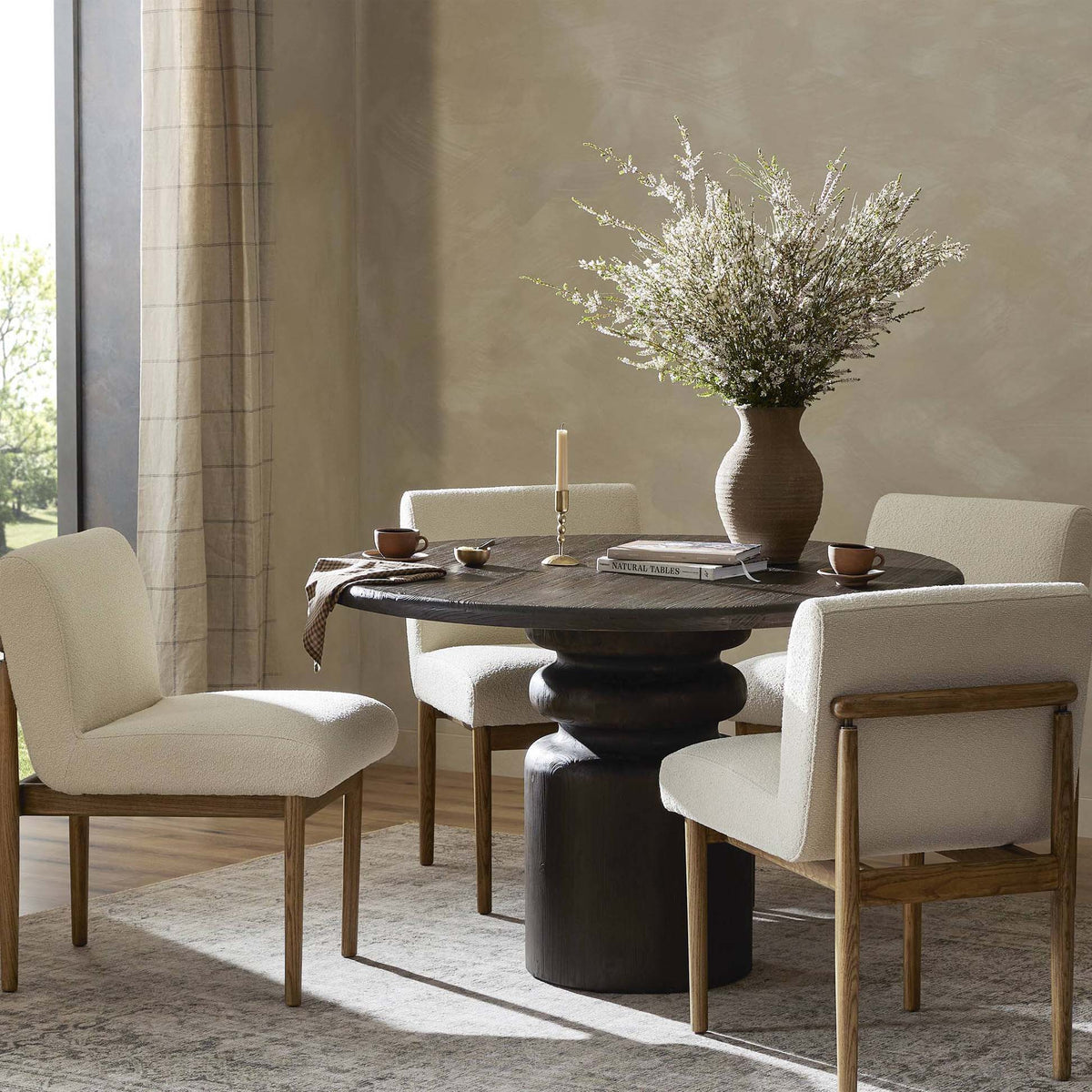 Kerrville Round Dining Table - Burnt Pine Veneer