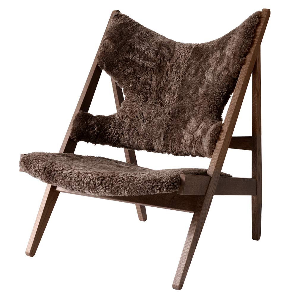 Knitting Lounge Chair - Dark Stained Oak, Sheepskin Root