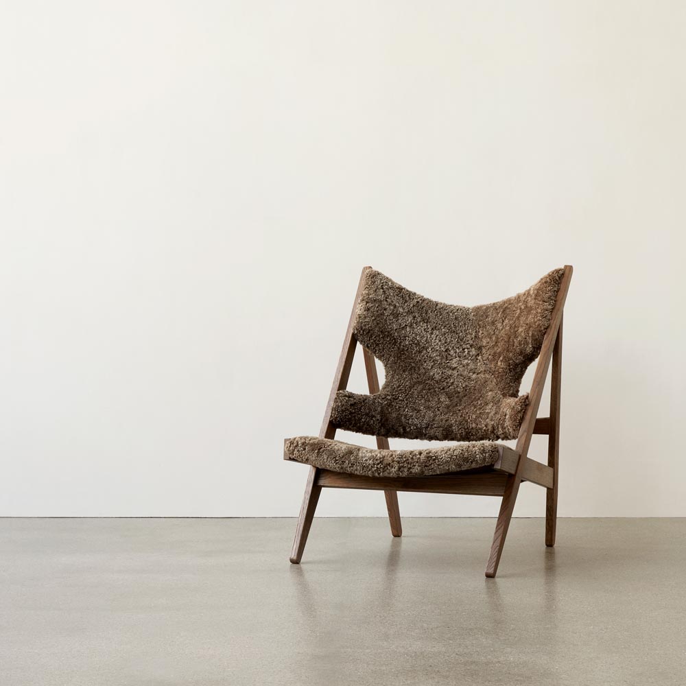 Knitting Lounge Chair - Dark Stained Oak, Sheepskin Root