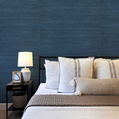 Knotted Jute Grasscloth Wallpaper - Deep Sea Blue