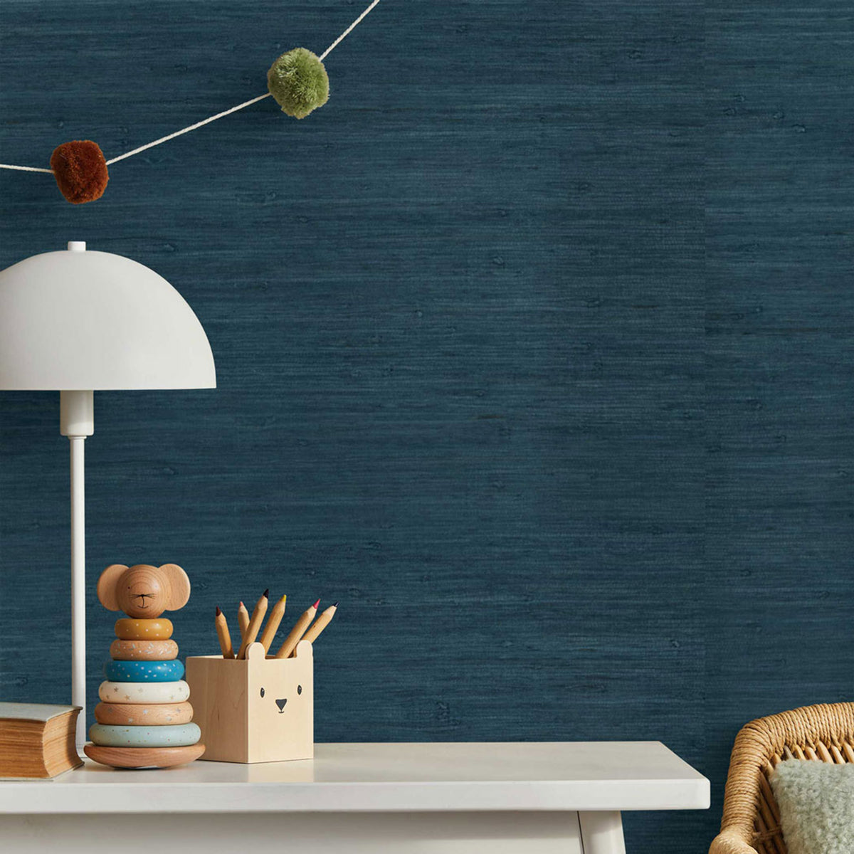 Knotted Jute Grasscloth Wallpaper - Deep Sea Blue