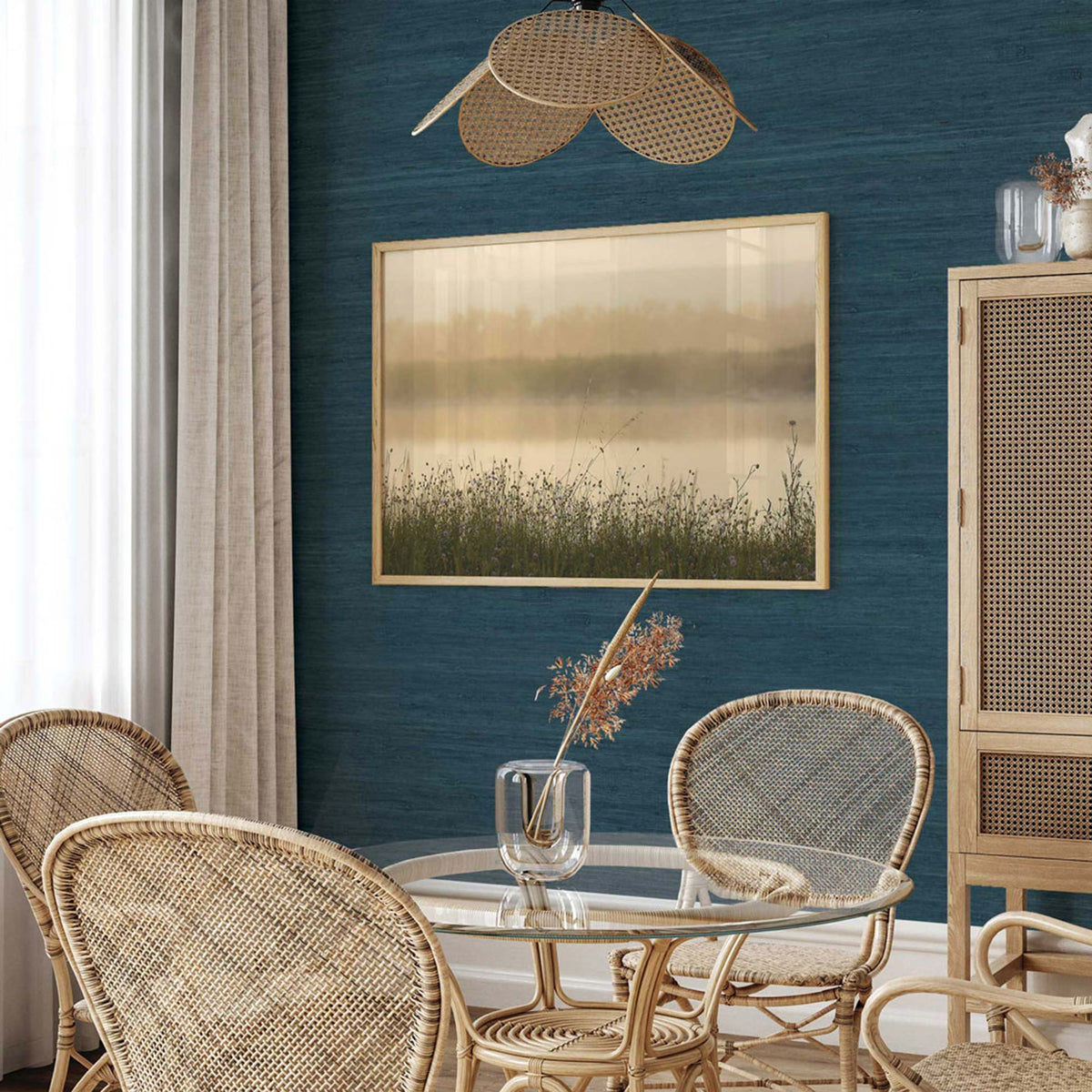 Knotted Jute Grasscloth Wallpaper - Deep Sea Blue