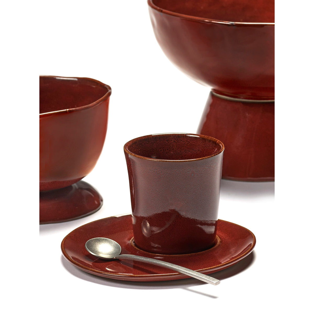 La Mère Venetian Red High Bowl on Foot - Large