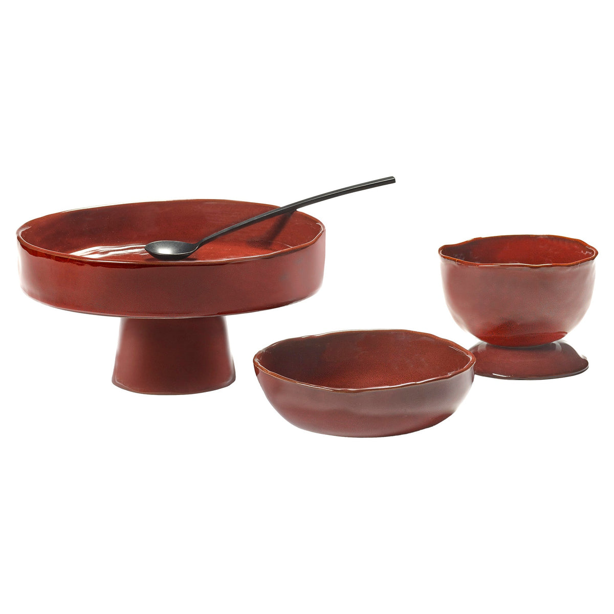 La Mère Venetian Red High Bowl on Foot - Small