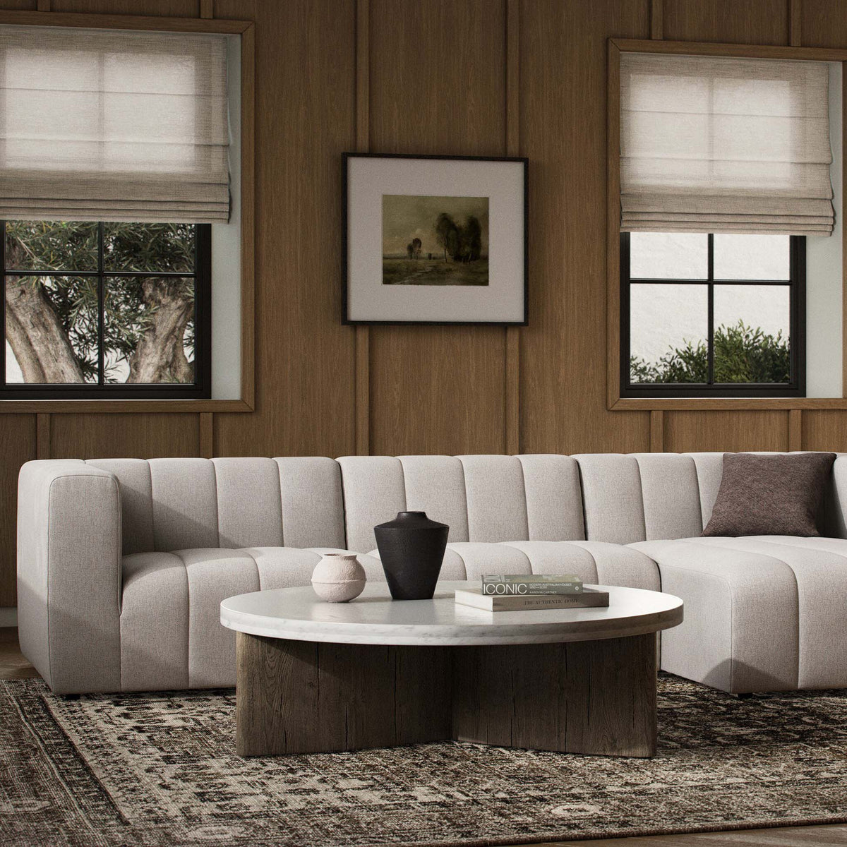 Langham Channeled 3-Piece Sectional - Napa Sandstone - Modular
