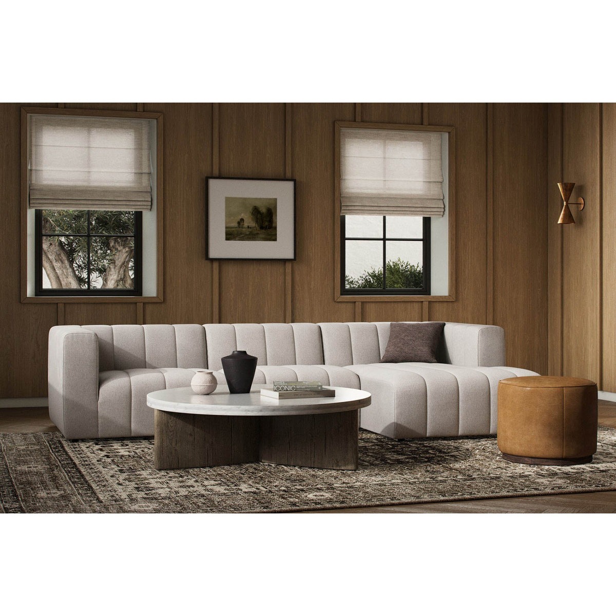 Langham Channeled 3-Piece Sectional - Napa Sandstone - Modular