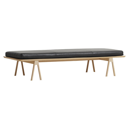 Level Daybed - White Pigmented Oak, Black Leather