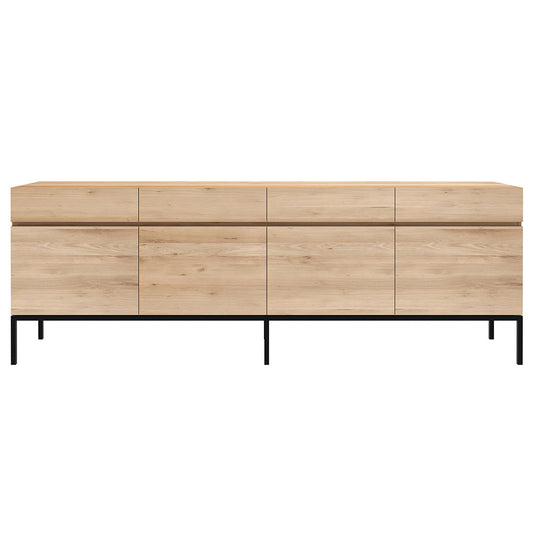 Ligna Sideboard - 4 Doors, 4 Drawers, Oak, Black Metal Legs