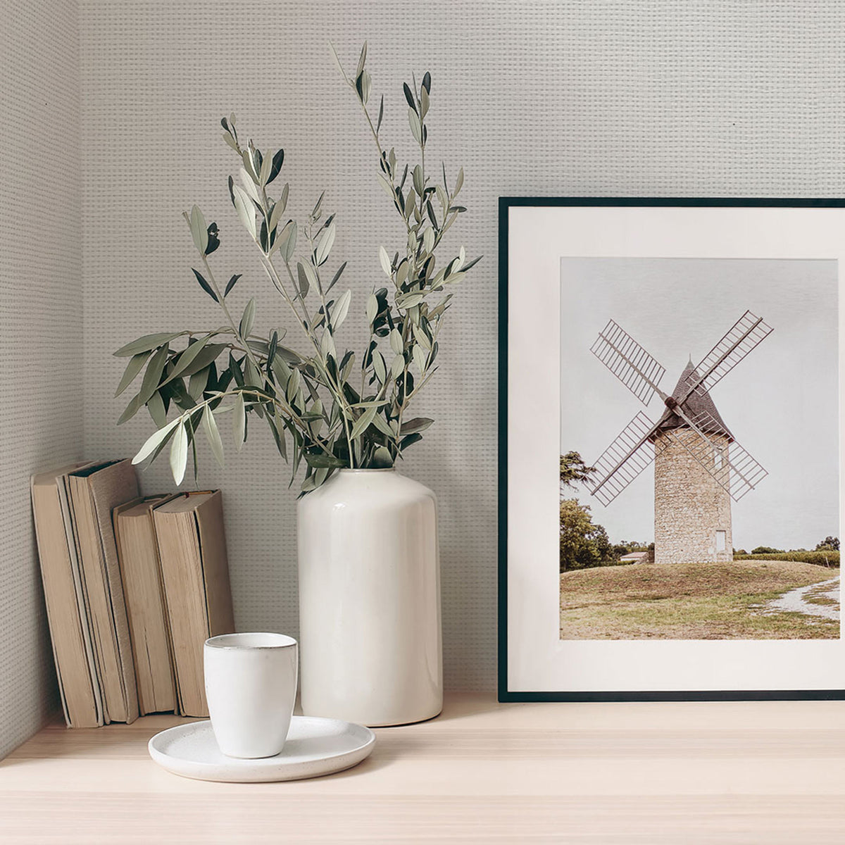 Loose Box Weave Paperweave Wallpaper - Dove White