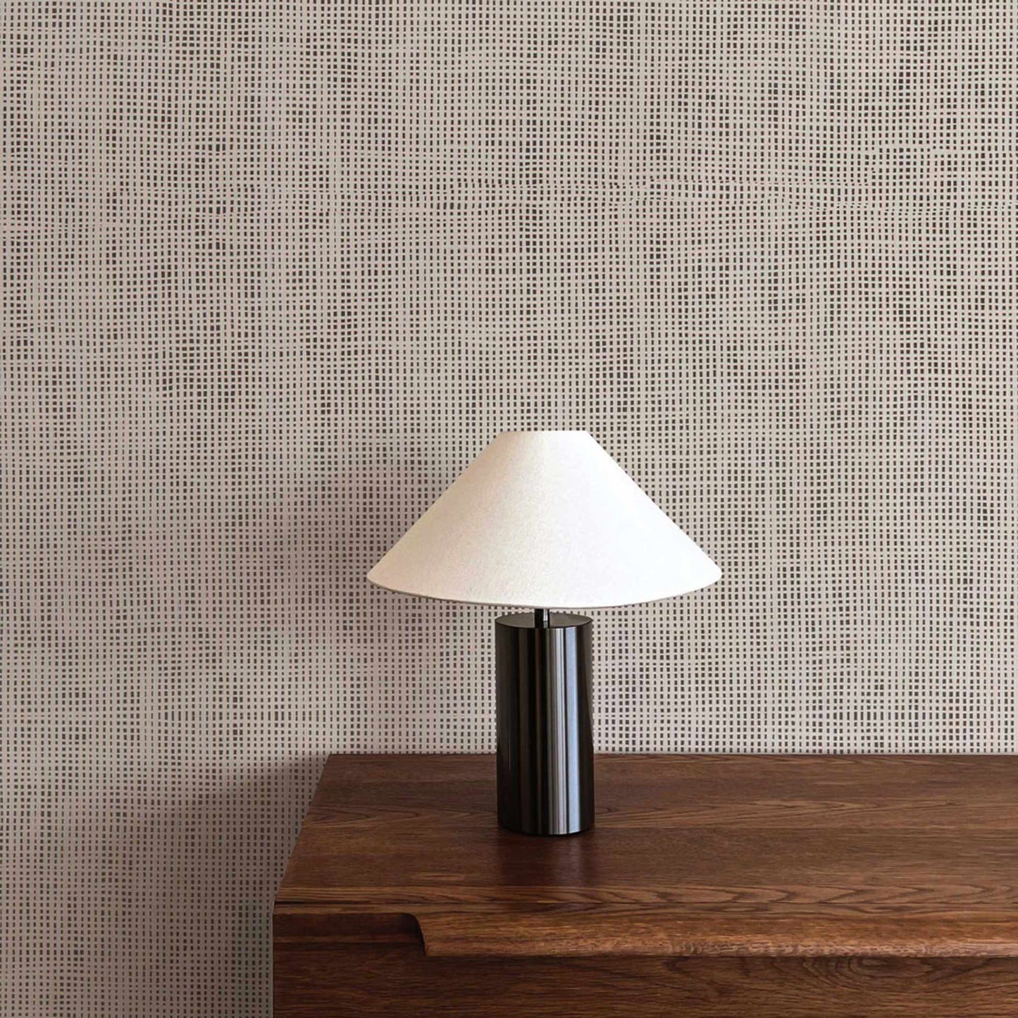 Loose Box Weave Paperweave Wallpaper - Light Natural on Black Boxweave