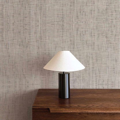 Loose Box Weave Paperweave Wallpaper - Light Natural on Black Boxweave