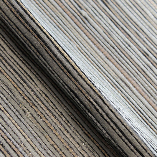 Loose Weave Boodle and Jute Grasscloth Wallpaper - Multicolor Knotted on Black