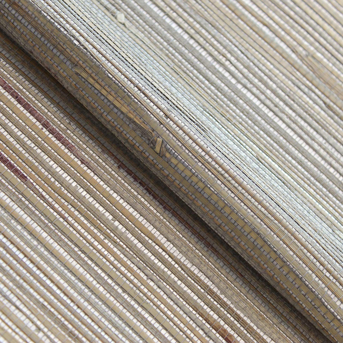 Loose Weave Boodle Grasscloth Wallpaper - Shades of Neutral Knotted on Silver