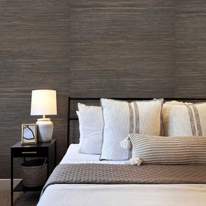 Loose Weave Jute Grasscloth Wallpaper - Espresso and Chestnut
