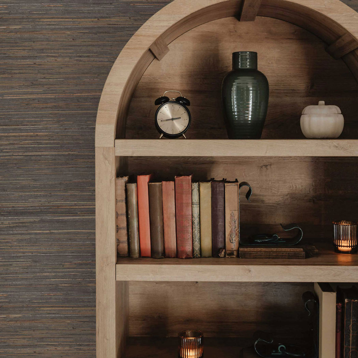Loose Weave Jute Grasscloth Wallpaper - Espresso and Chestnut