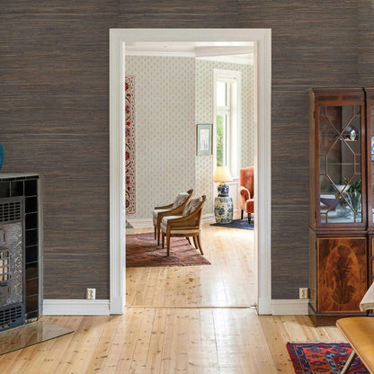 Loose Weave Jute Grasscloth Wallpaper - Espresso and Chestnut