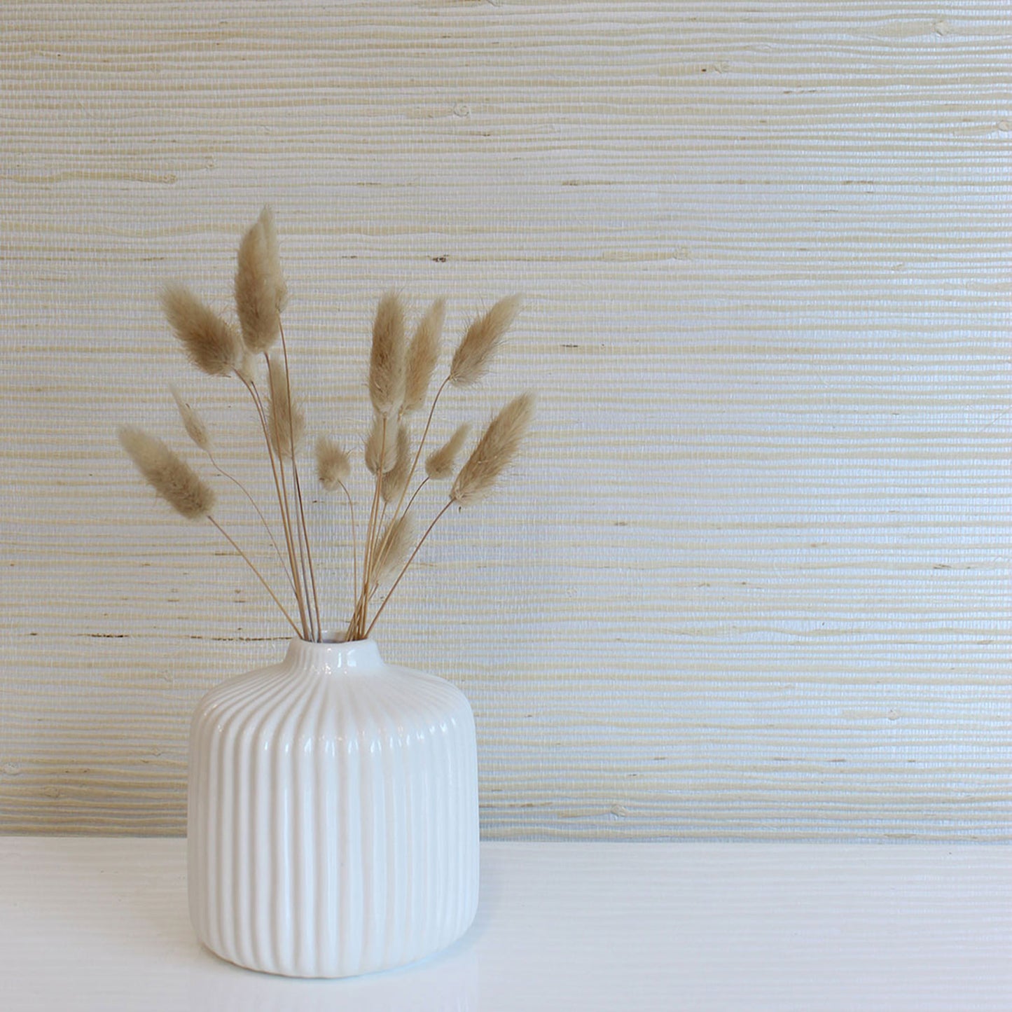 Loose Weave Jute Grasscloth Wallpaper - Light Natural on Silver