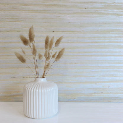 Loose Weave Jute Grasscloth Wallpaper - Light Natural on Silver