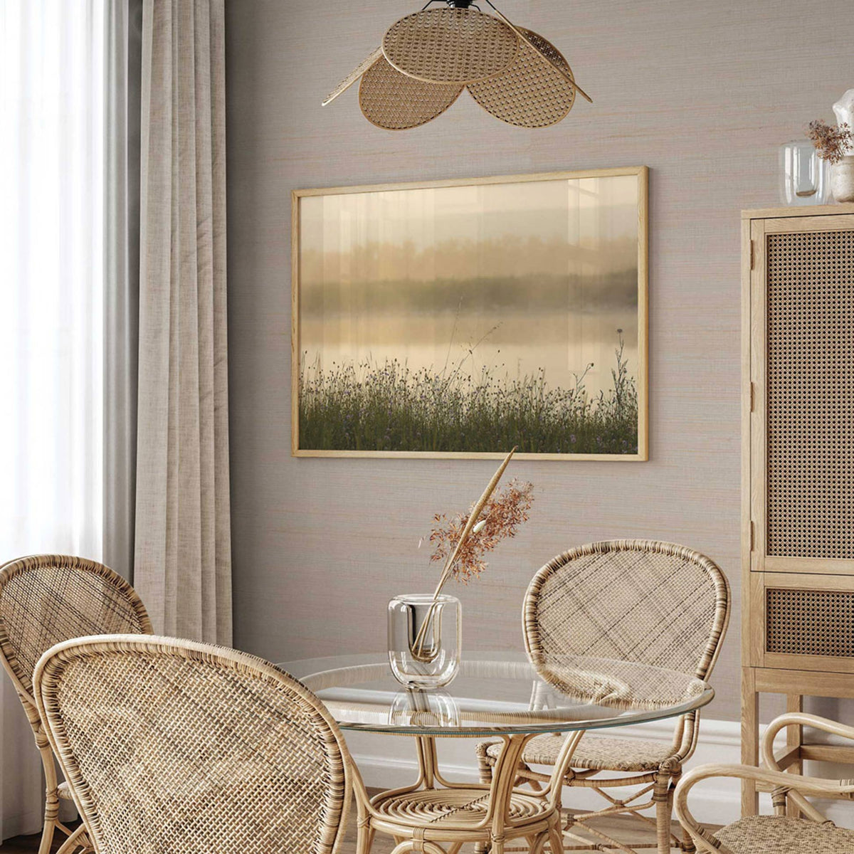 Loose Weave Jute Grasscloth Wallpaper - Pearled Natural on Silver
