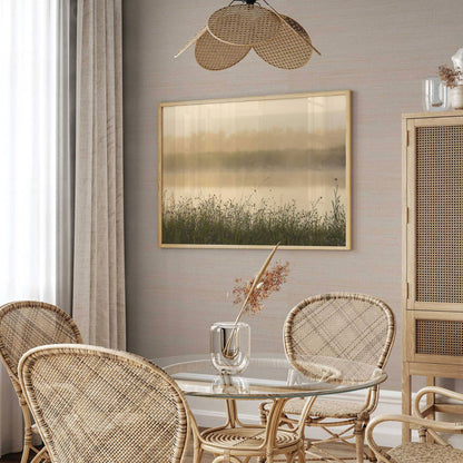 Loose Weave Jute Grasscloth Wallpaper - Pearled Natural on Silver