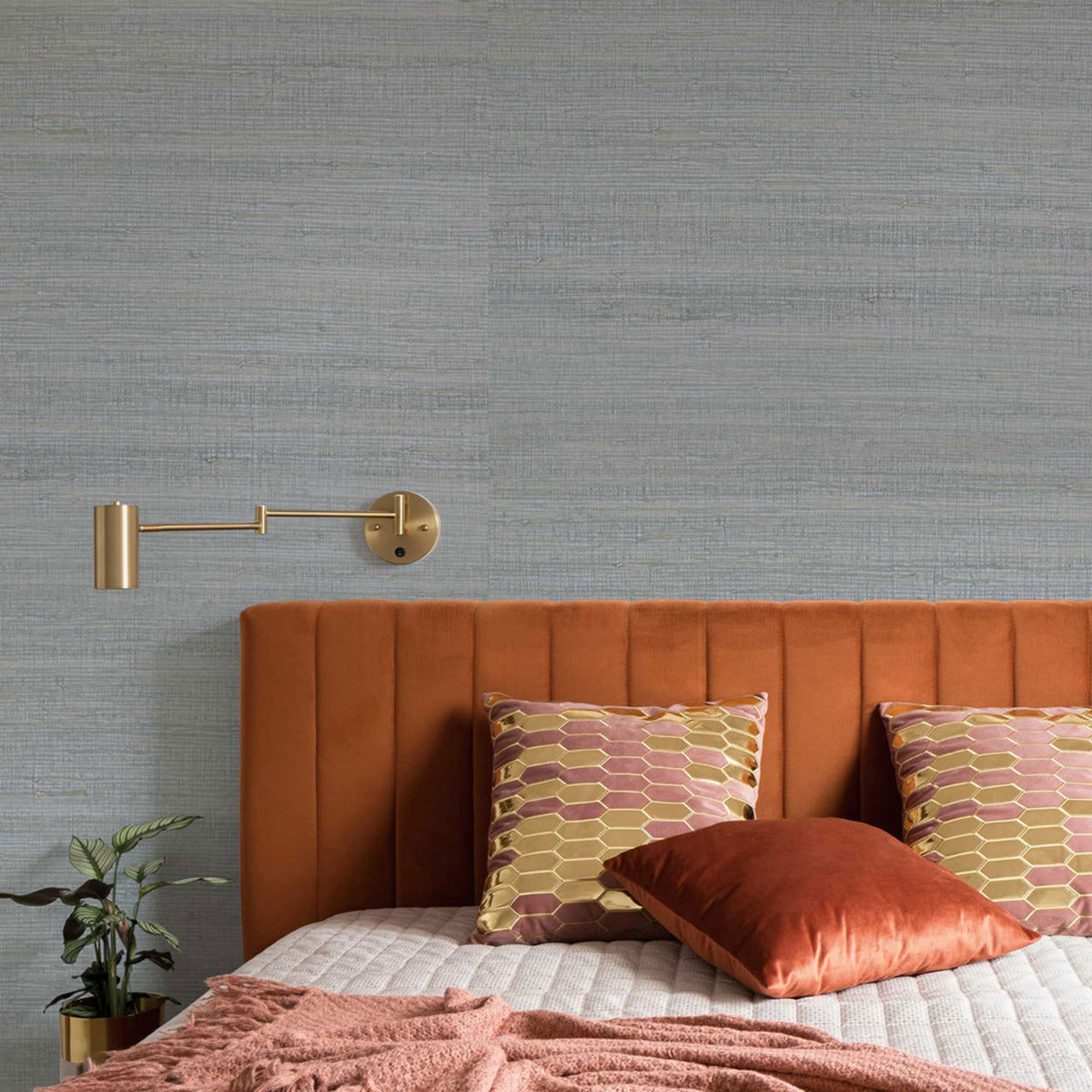 Loose Weave Jute Grasscloth Wallpaper - Silvered Natural on Silver