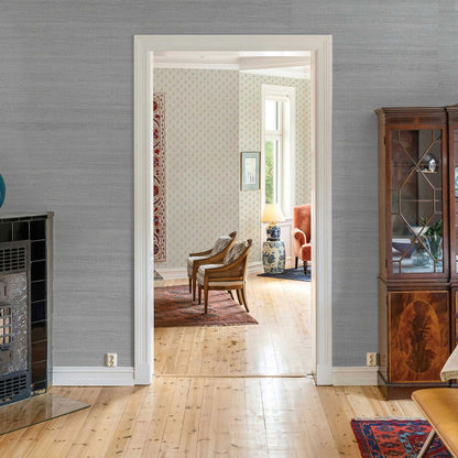 Loose Weave Jute Grasscloth Wallpaper - Silvered Natural on Silver