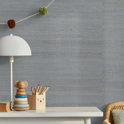 Loose Weave Jute Grasscloth Wallpaper - Silvered Natural on Silver