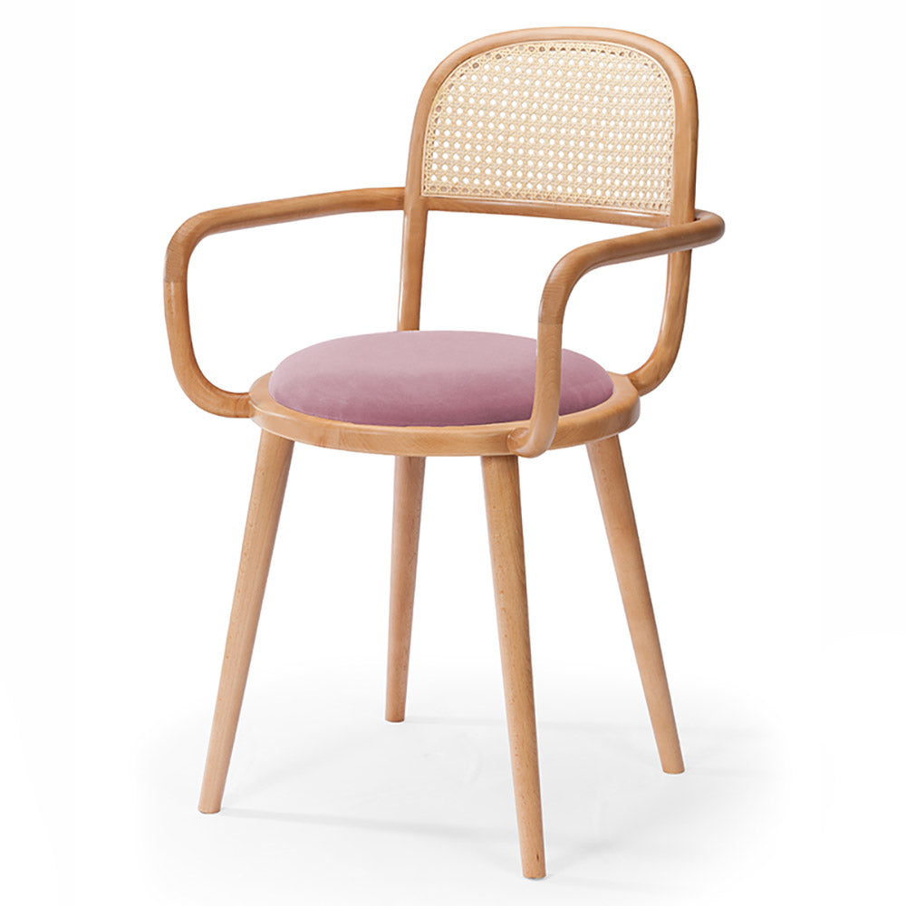 Luc Dining Chair - Seat Upholstered, Cane Back