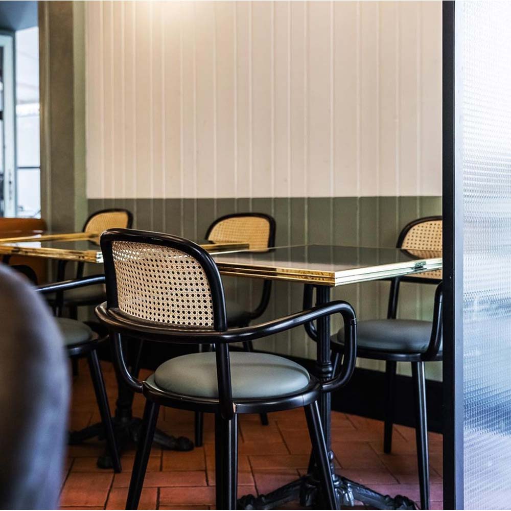 Luc Dining Chair - Seat Upholstered, Cane Back