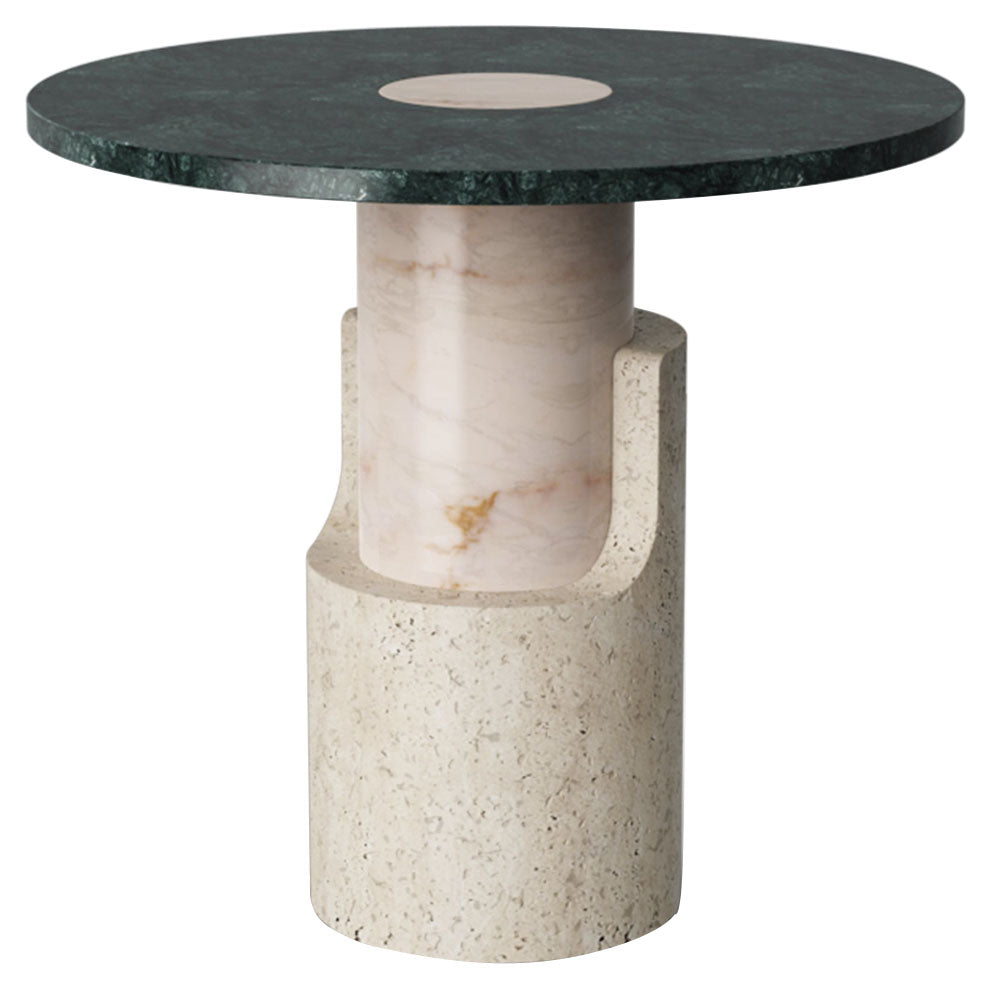 Braque Round Side Table - Travertine Base