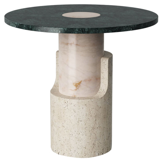 Braque Round Side Table - Travertine Base