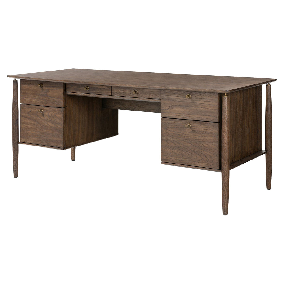 Markia Executive Desk - Aged Oak Veneer