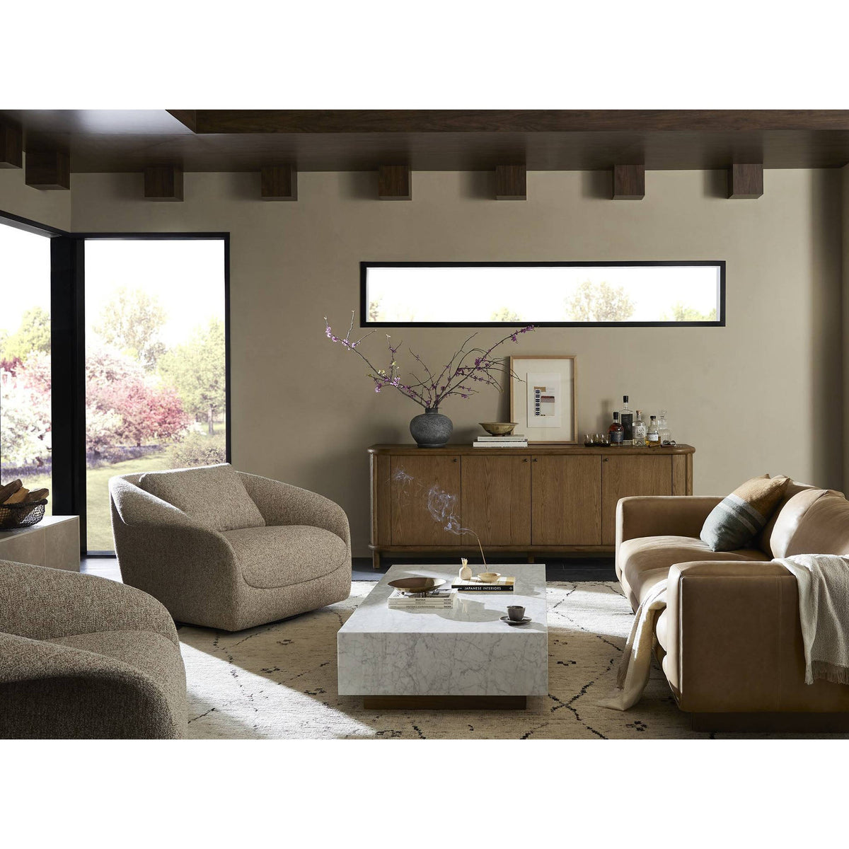 Masera Marble Coffee Table - White Carrara Marble