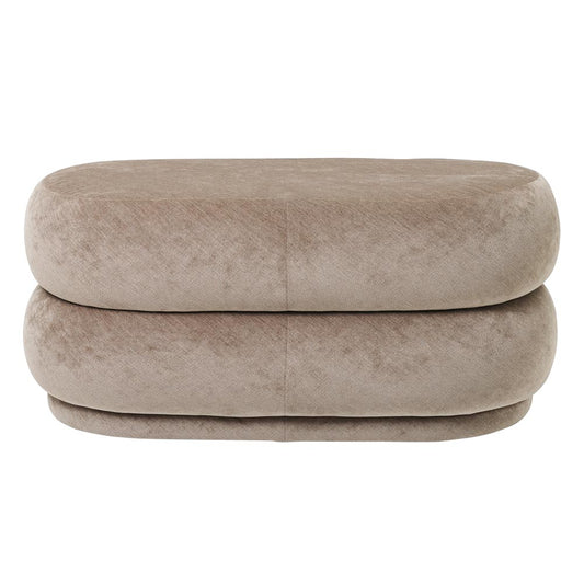 Faded Velvet Pouf - Oval, Beige