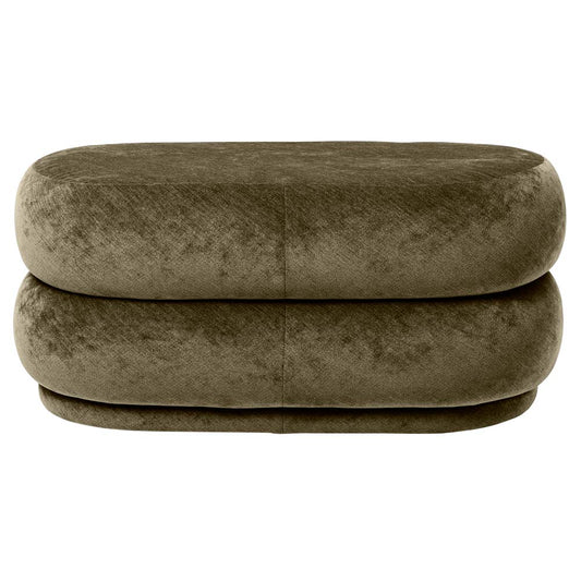 Faded Velvet Pouf - Oval, Forest