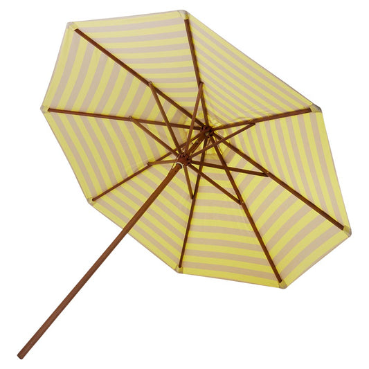 Messina Round Umbrella - Lemon/Sand Stripe
