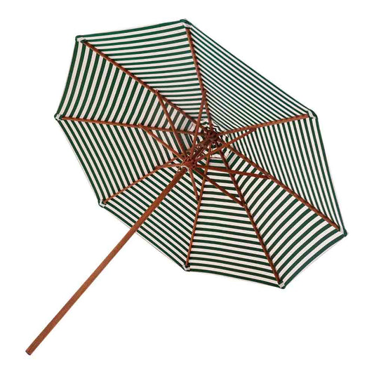 Messina Round Umbrella - Light Apricot/Dark Green Stripe