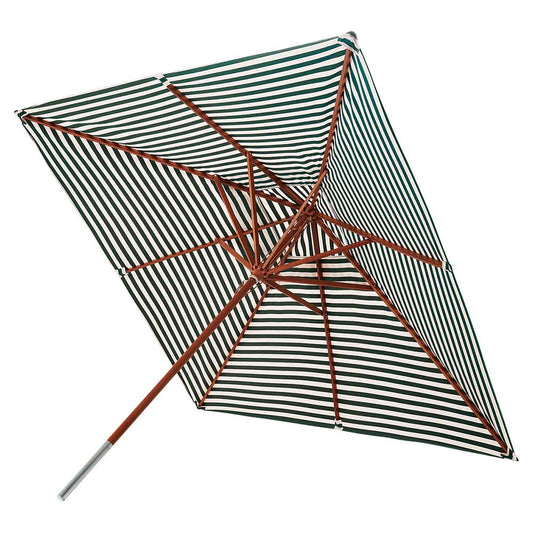 Messina Square Umbrella - Light Apricot/Dark Green Stripe