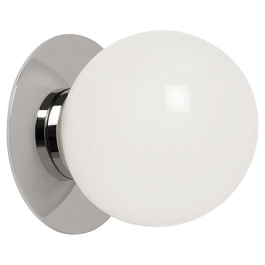 Mezzo Flush Wall Sconce - Polished Nickel, Opal Glass Shade