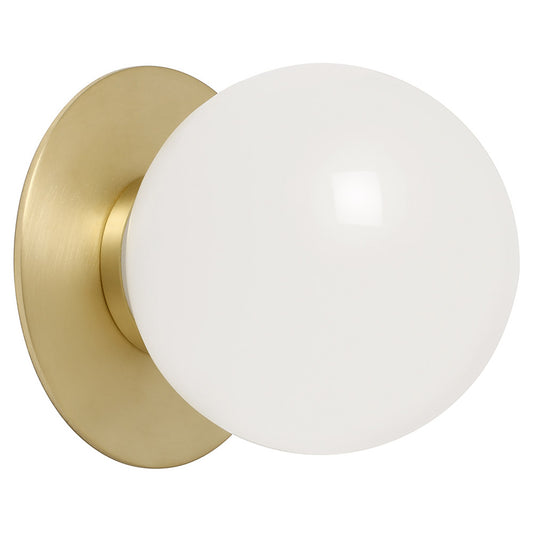 Mezzo Flush Wall Sconce - Satin Brass, Opal Glass Shade